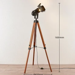 Houten vloerlamp Hilma met tripod statief
