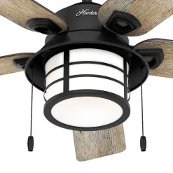 Hunter Santorini ventilator m. licht, hout/zwart