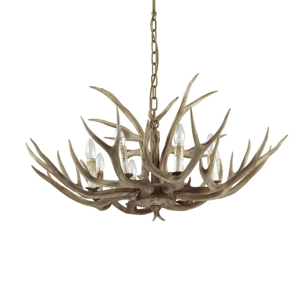 Ideal Lux Chalet kroonluchter, beige, kunsthars, 8-lamps