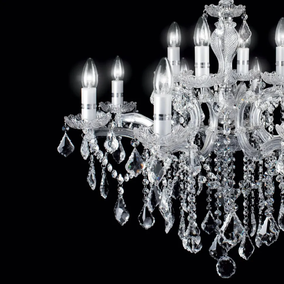 Ideal Lux kroonluchter Florian chroomkleurig, kristal, 12flg.