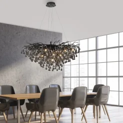 IJspegel kroonluchter, zwart, glas hangend, lengte 100 cm