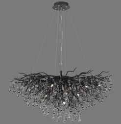 IJspegel kroonluchter, zwart, glas hangend, lengte 100 cm