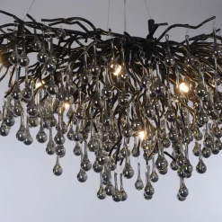 IJspegel kroonluchter, zwart, glas hangend, lengte 100 cm