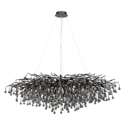 IJspegel kroonluchter, zwart, glas hangend, lengte 150 cm