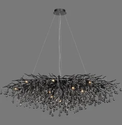 IJspegel kroonluchter, zwart, glas hangend, lengte 150 cm