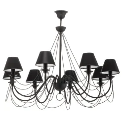 Imposante kroonluchter Bona met stoffen kappen