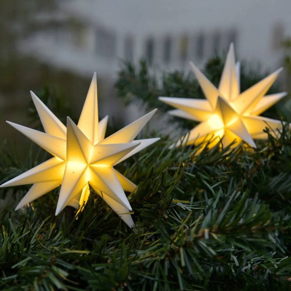 In wit - LED lichtketting met 9 sterren v. buiten