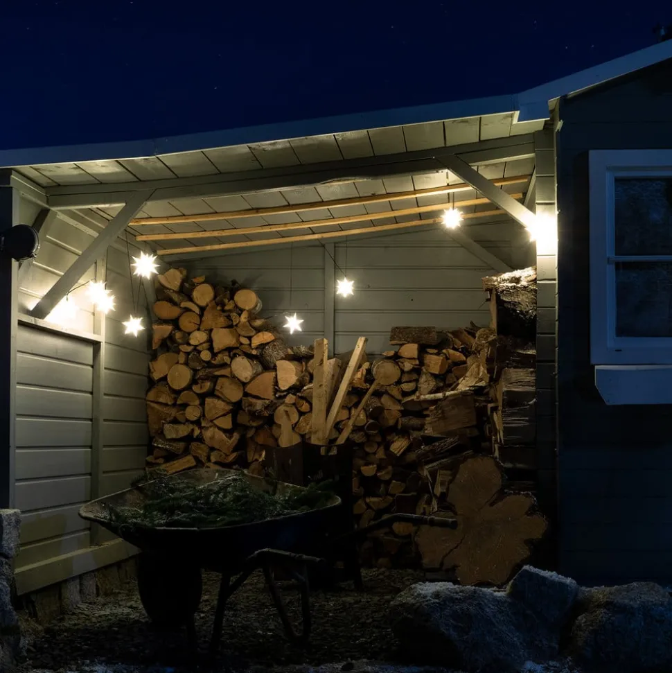 In wit - LED lichtketting met 9 sterren v. buiten