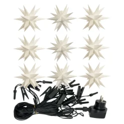 In wit - LED lichtketting met 9 sterren v. buiten