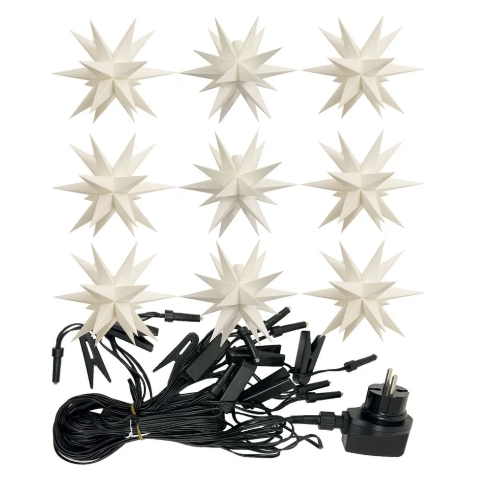 In wit - LED lichtketting met 9 sterren v. buiten