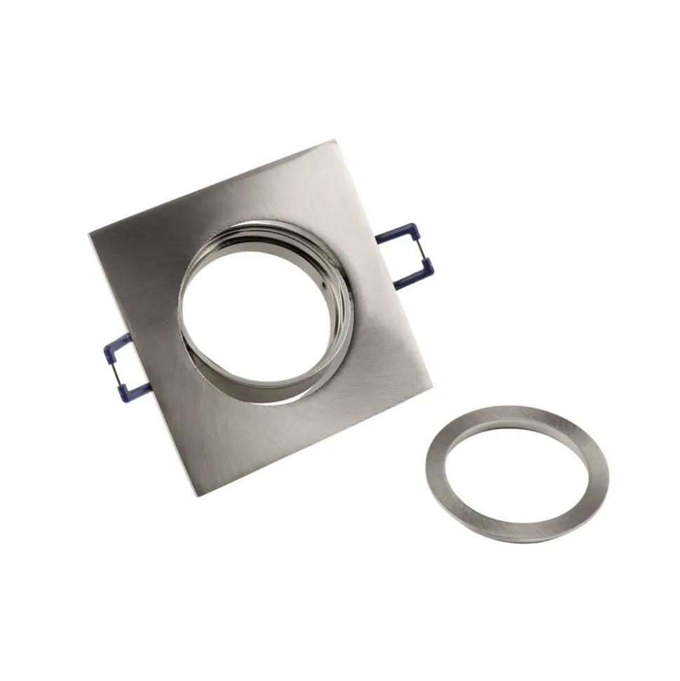 Inbouw plafondlamp Samsola, geborsteld zilver, 9 x 9 cm metaal