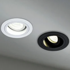 Inbouwlamp Akron, instelbaar, rond, wit