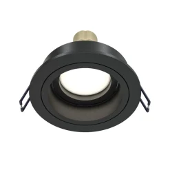 Inbouwlamp Akron, instelbaar, rond, zwart