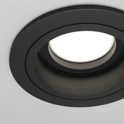 Inbouwlamp Akron, instelbaar, rond, zwart