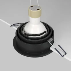 Inbouwlamp Akron, instelbaar, rond, zwart