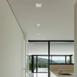 Inbouwlamp Básico, hoekig, nikkel gesatineerd