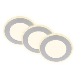 Inbouwlamp Gima, mat chroom, 3.000 K, set van 3