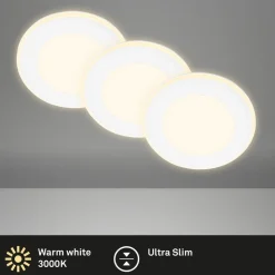 Inbouwlamp Gima, wit, 3.000 K, set van 3