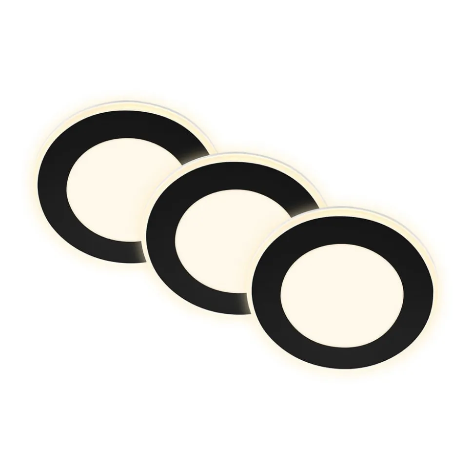 Inbouwlamp Gima, zwart, 3.000 K, set van 3