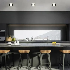 Inbouwlamp Gima, zwart, 3.000 K, set van 3