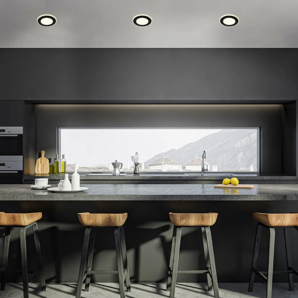 Inbouwlamp Gima, zwart, 3.000 K, set van 3