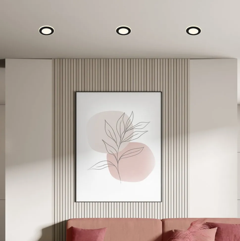 Inbouwlamp Gima, zwart, 3.000 K, set van 3