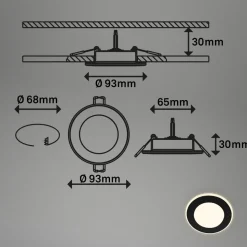 Inbouwlamp Gima, zwart, 3.000 K, set van 3