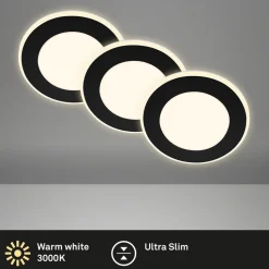 Inbouwlamp Gima, zwart, 3.000 K, set van 3