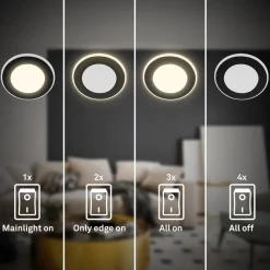 Inbouwlamp Gima, zwart, 3.000 K, set van 3