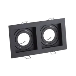 Inbouwlamp Grid Two, 2-lamps, zwart, 18,5x10cm, aluminium, GU10