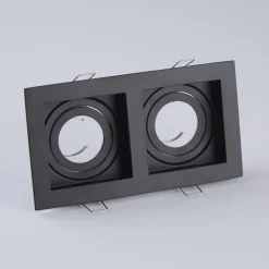 Inbouwlamp Grid Two, 2-lamps, zwart, 18,5x10cm, aluminium, GU10