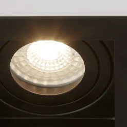 Inbouwlamp Grid Two, 2-lamps, zwart, 18,5x10cm, aluminium, GU10