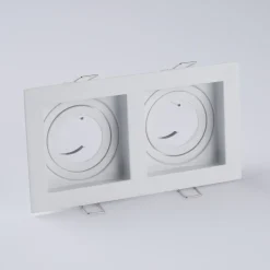 Inbouwlamp Grid Two, 2-lamps, wit, 18,5x10 cm, aluminium, GU10