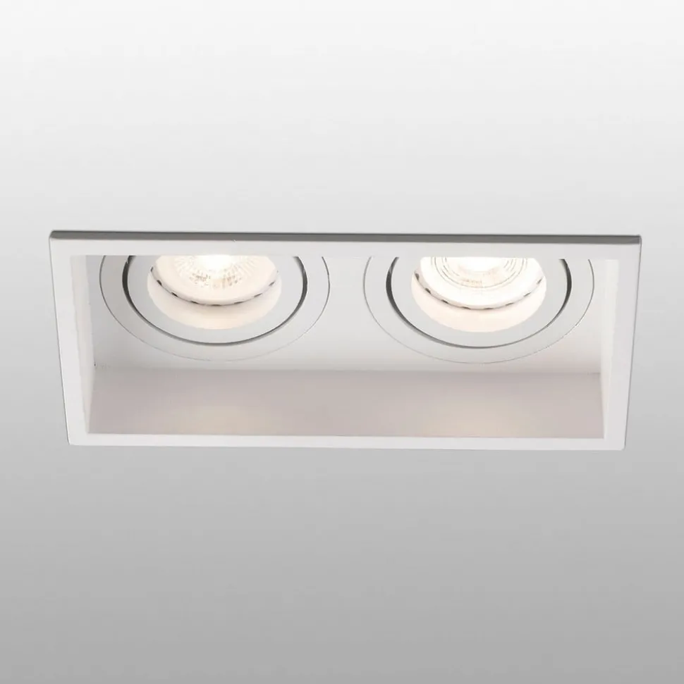 Inbouwlamp Hyde, 2lamps gezwenkt in wit