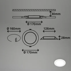 Inbouwlamp Jeft, Ø 17 cm, wit, 4000K, dimbaar