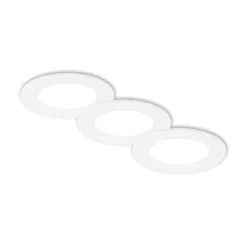 Inbouwlamp Jeft, Ø 9cm, wit, set van 3, aan/uit, vast