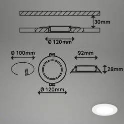 Inbouwlamp Jeft, Ø12cm, wit, set van 3, aan/uit, stijf