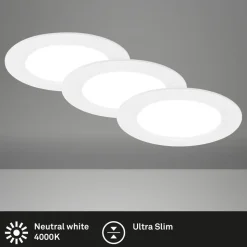 Inbouwlamp Jeft, Ø12cm, wit, set van 3, aan/uit, stijf