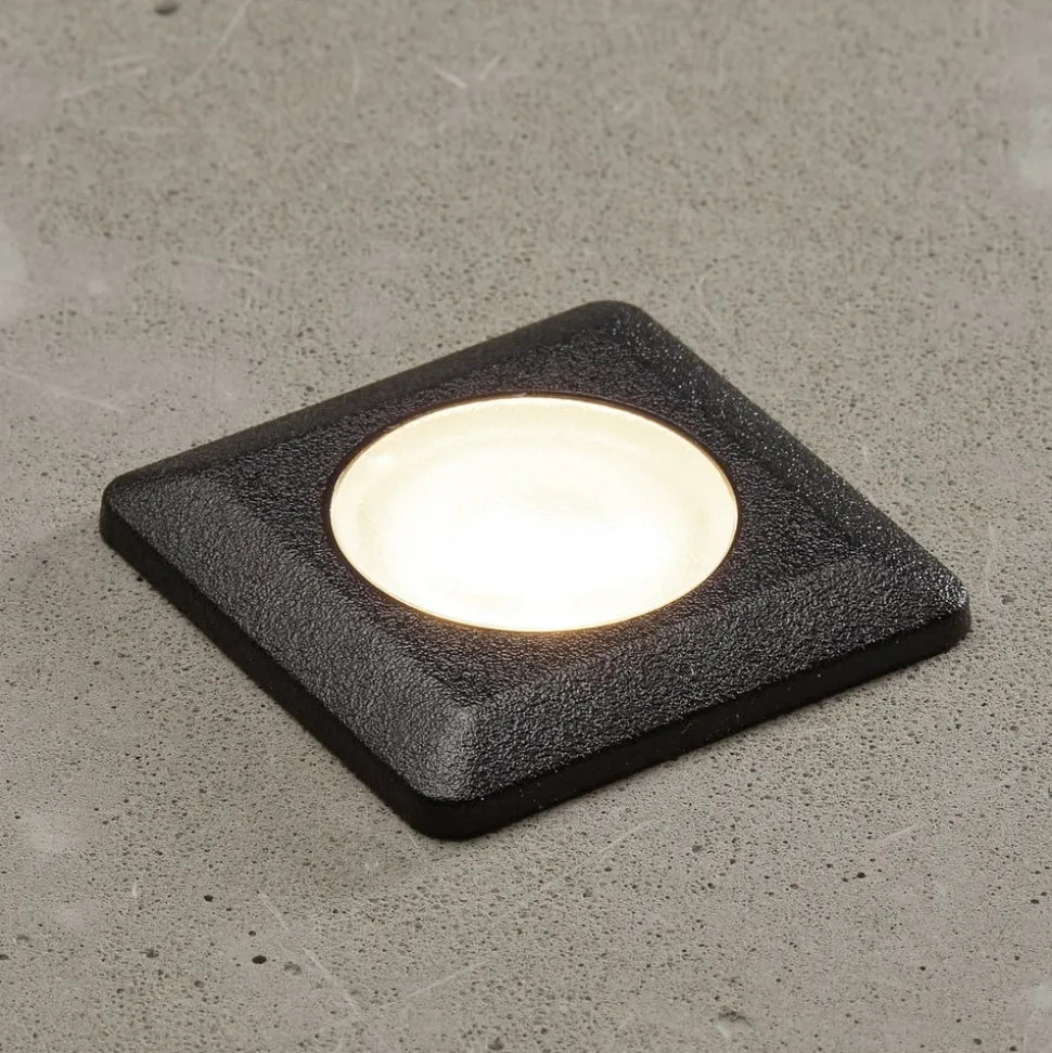 Inbouwlamp Teresa hoekig zwart/frosted 3.000K