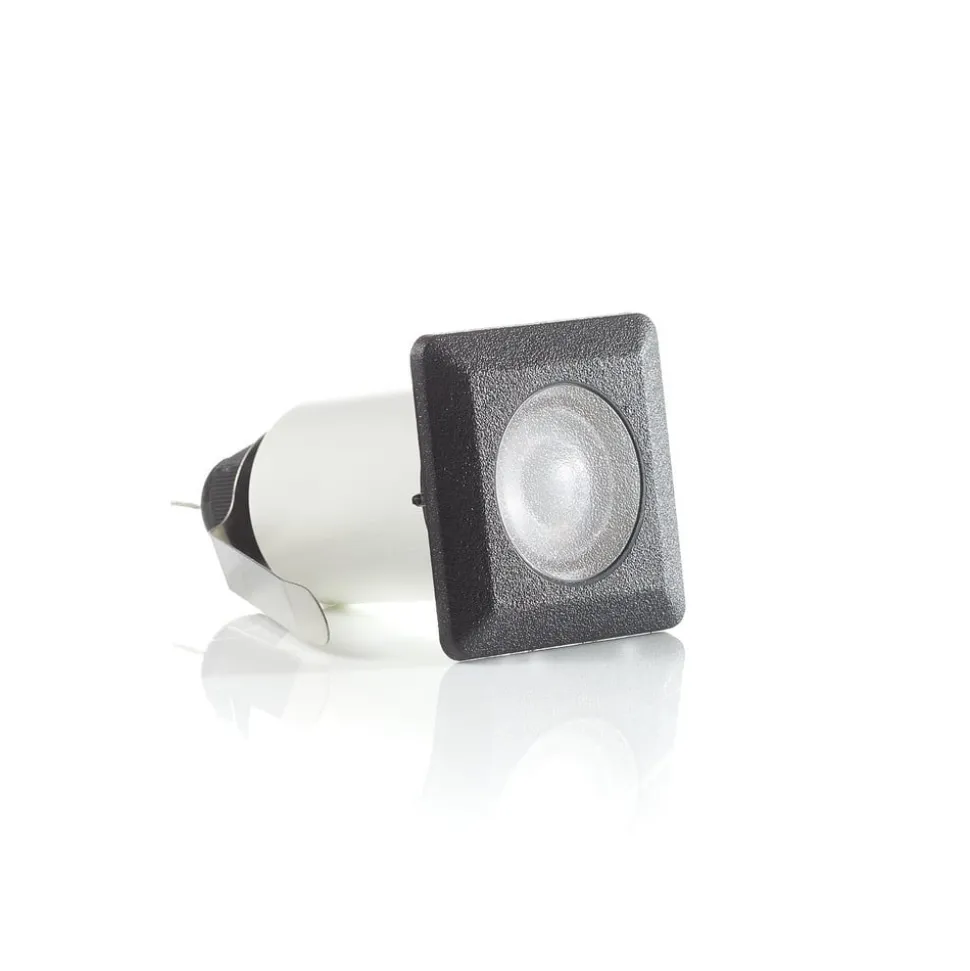 Inbouwlamp Teresa hoekig zwart/frosted 3.000K