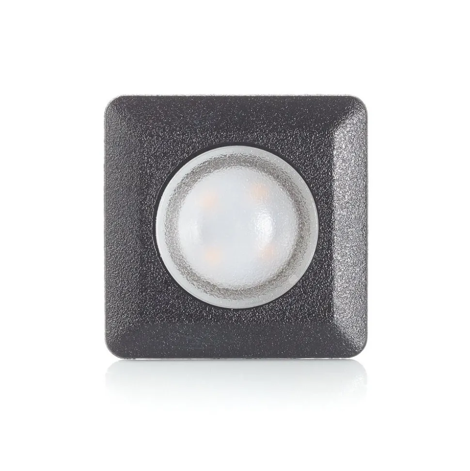 Inbouwlamp Teresa hoekig zwart/frosted 3.000K