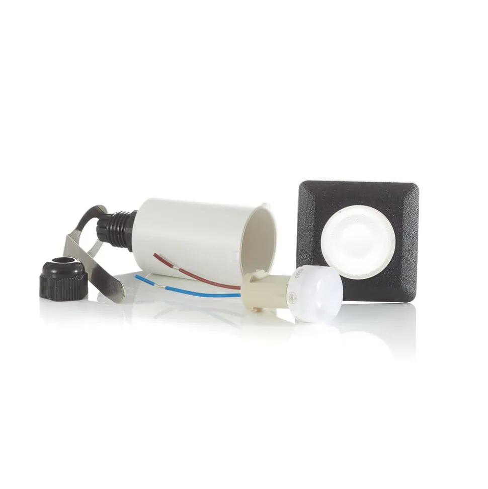 Inbouwlamp Teresa hoekig zwart/frosted 3.000K