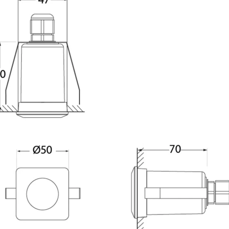 Inbouwlamp Teresa hoekig zwart/frosted 3.000K