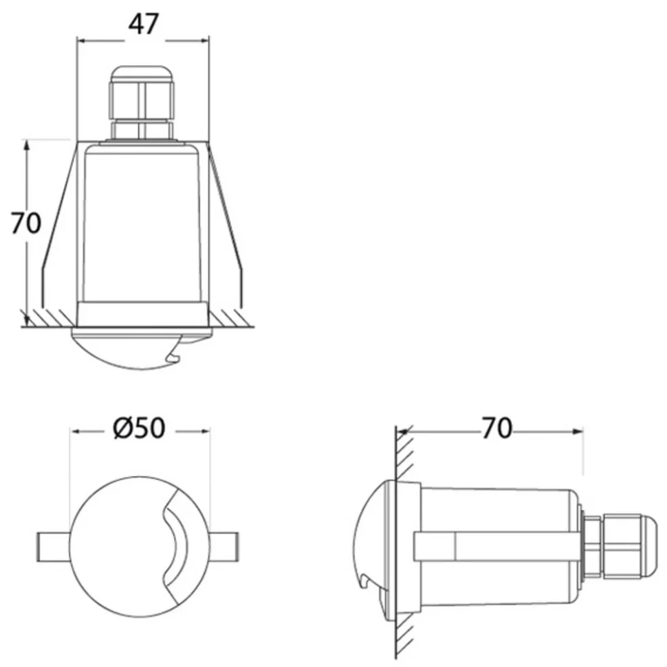 Inbouwlamp Teresa 1L zwart/frosted 3.000K