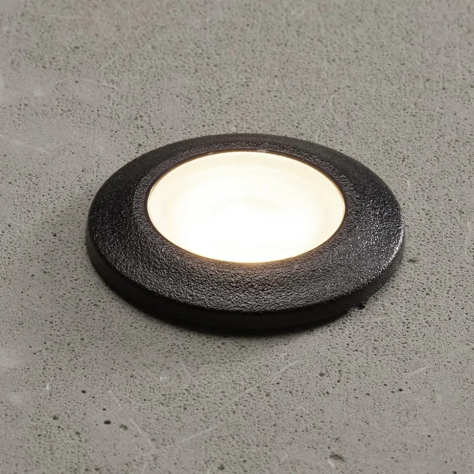 Inbouwlamp Teresa rond zwart/frosted 3.000K