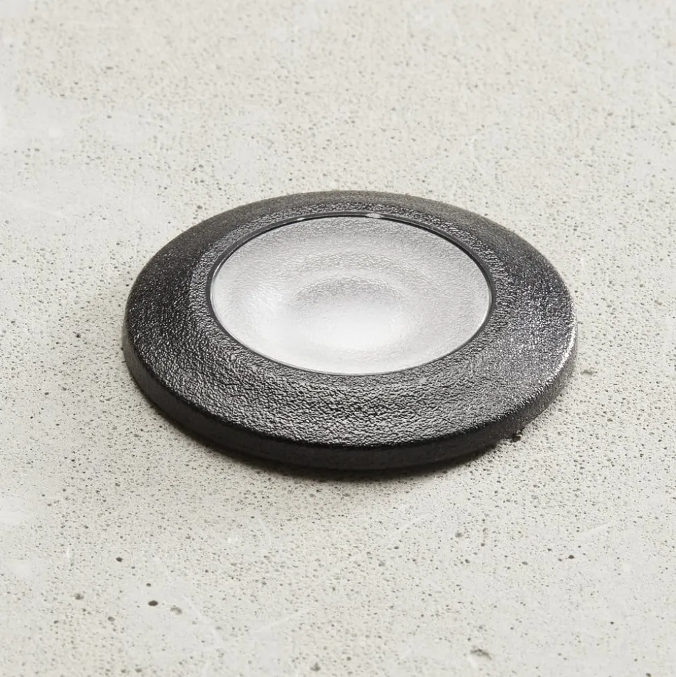 Inbouwlamp Teresa rond zwart/frosted 3.000K