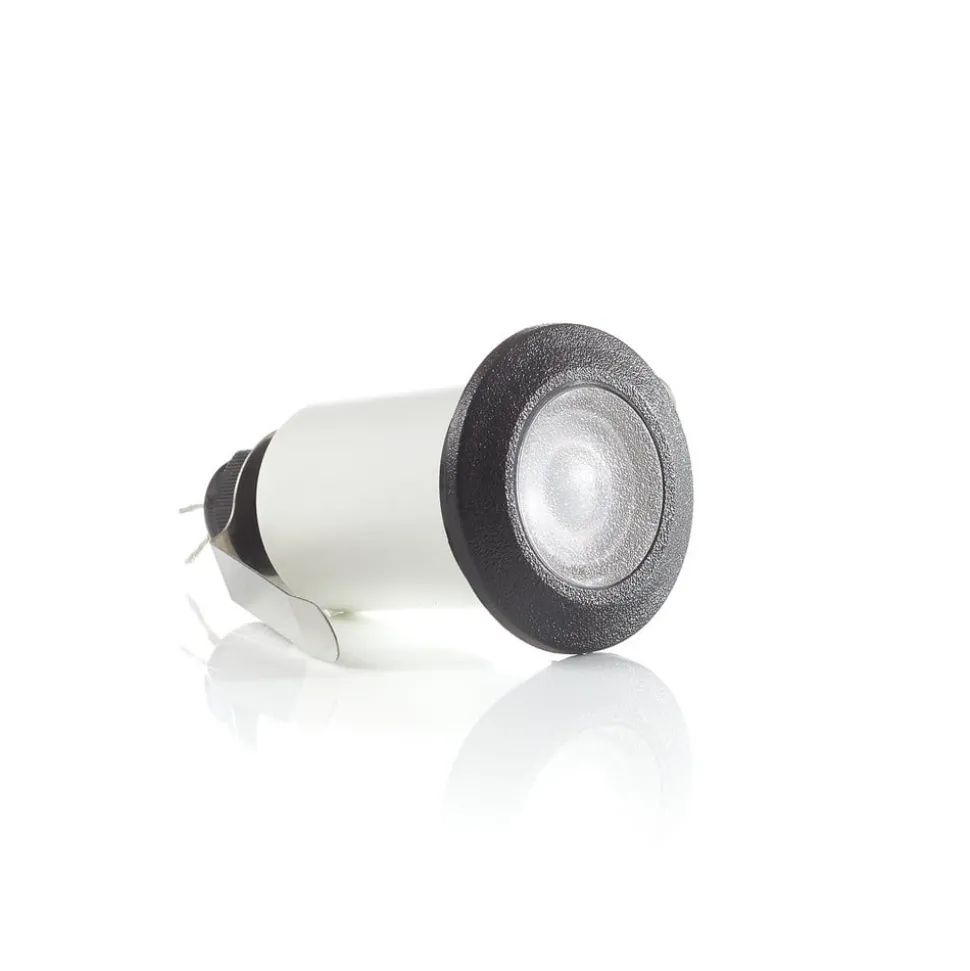 Inbouwlamp Teresa rond zwart/frosted 3.000K