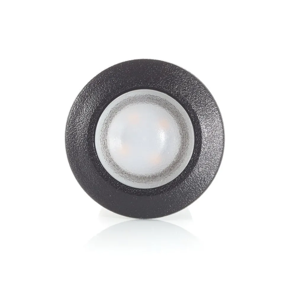 Inbouwlamp Teresa rond zwart/frosted 3.000K