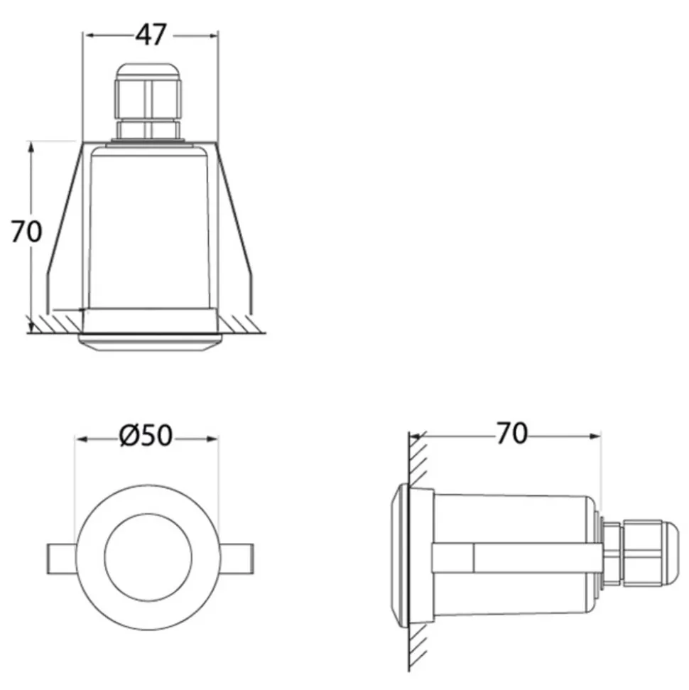 Inbouwlamp Teresa rond zwart/frosted 3.000K