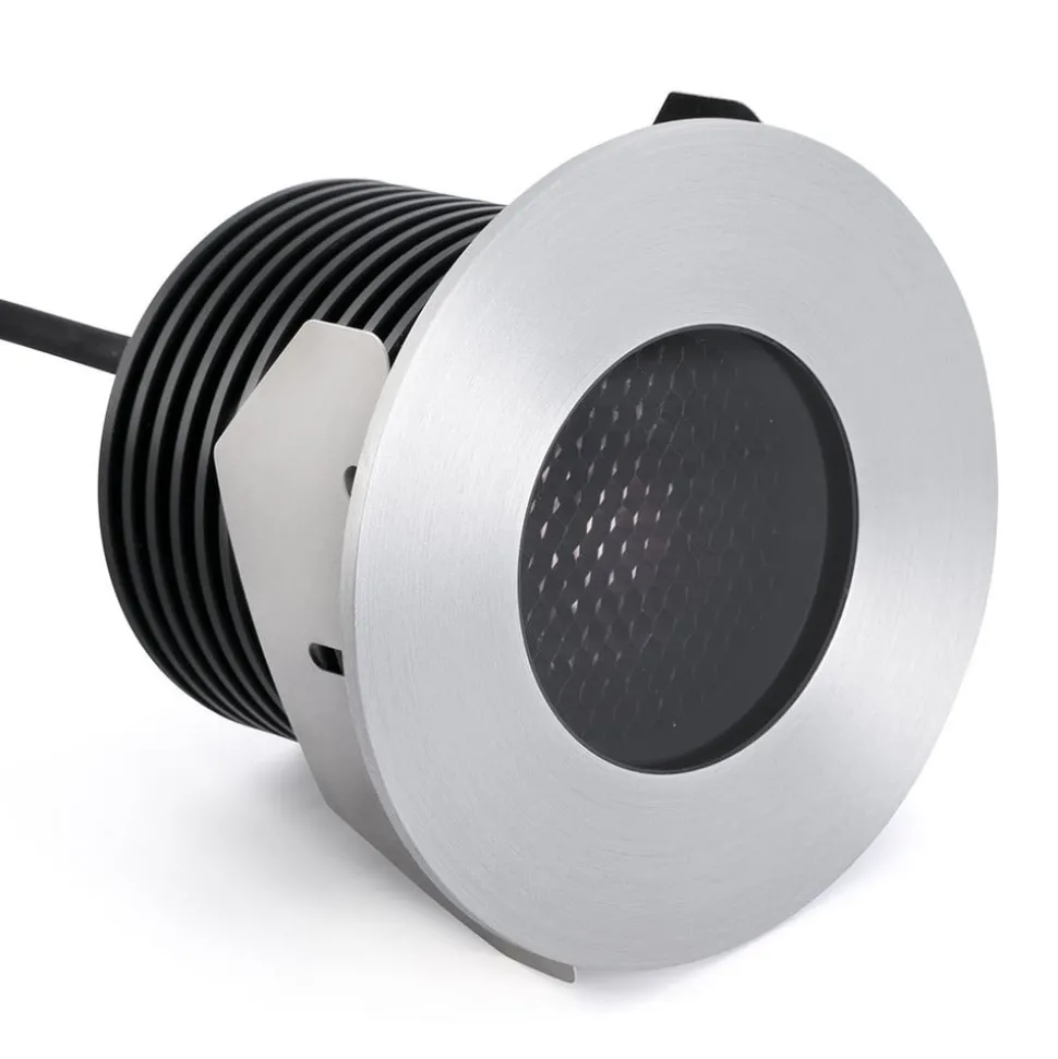 Inbouwspot Grund, nikkelkleurig, Ø 9 cm, aluminium/roestvrij staal